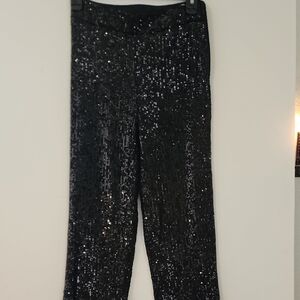 LOFT Black Sequin Straight Leg Pants